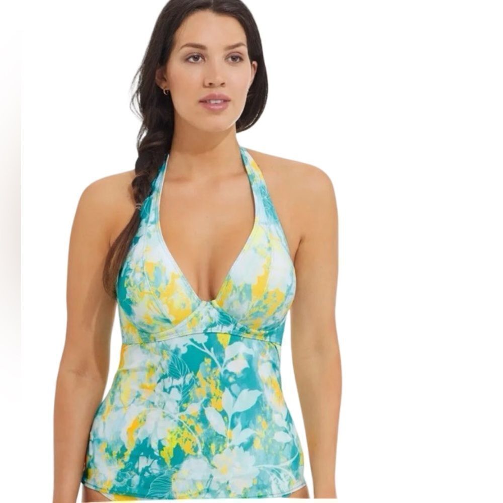 NWT Sunsets SEA HAVEN Muse Halter Underwire Tankini Swim Top 32DD - Picture 3 of 13